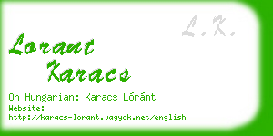 lorant karacs business card